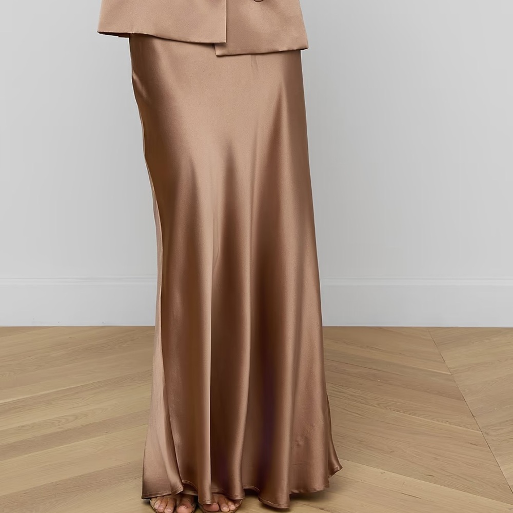L'AGENCE Ryker Bias Cut Maxi Skirt in Portabella